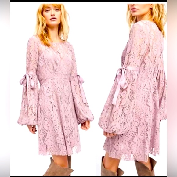 Free People Dresses & Skirts - Free People Ruby Purple Lace Floral Dress